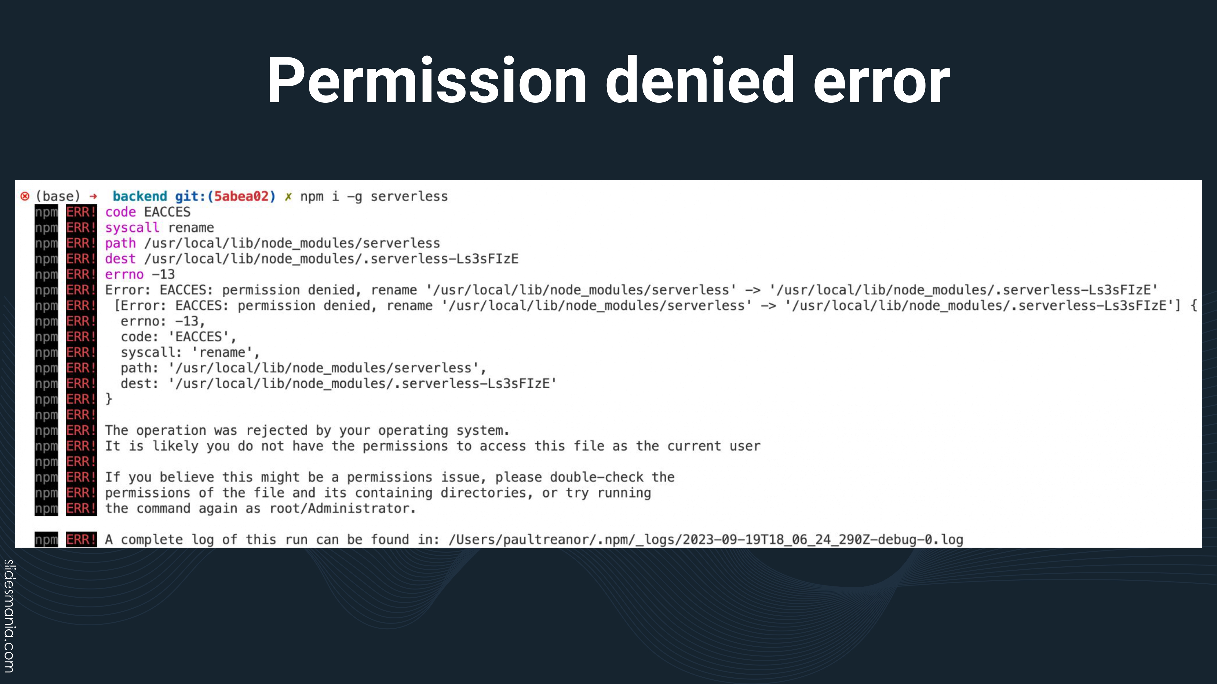 Slide 23 - Permission denied error